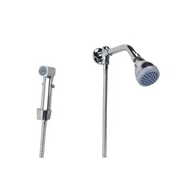 Ducha Flatt Redonda em Abs C/ Desviador e Chuveirinho Manual com Trava - 1