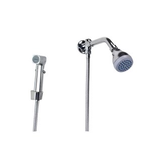 Ducha Flatt Redonda em Abs C/ Desviador e Chuveirinho Manual com Trava