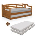Ver imagem 2 de Sofá Cama Solteiro Com Auxiliar Madeira Maciça e Colchões Imbuia Atraente
