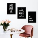 Ver imagem 1 de Kit 3 Quadros Cozinha Café com Fé 24x18cm - com Vidro:madeira Preta
