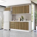 Ver imagem 1 de Armário de Cozinha Completa Garrafeiro 100% Mdf 280cm Branco/nogueira Celeste Kappesberg