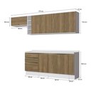 Ver imagem 3 de Armário de Cozinha Completa Garrafeiro 100% Mdf 280cm Branco/nogueira Celeste Kappesberg