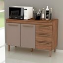 Ver imagem 2 de Balcão Grecia com Tampo para Cozinha 2 Portas e 3 Gavetas Freijo/moka