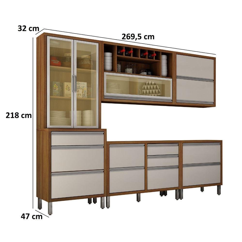 Cozinha Completa Jade 5 Peças com Cristaleira Chf Carvalho Off White - 3
