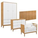 Ver imagem 1 de Quarto de Bebê Unique 3 Portas com Cômoda Sapateira e Painel Farm Freijó Branco Soft Eco Wood -