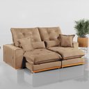 Ver imagem 2 de Sofa Retratil e Reclinavel Milano 230cm Kc Rei de Casa Veludo Bege
