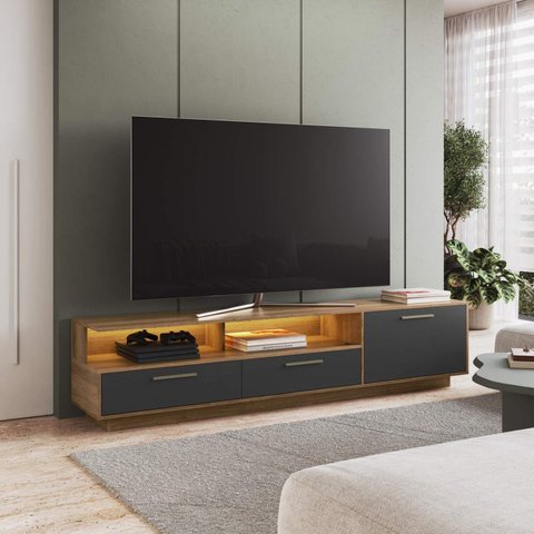 Rack para Tv até 75 Polegadas 2 Gavetas com Iluminação Led Ravenna Art In Móveis