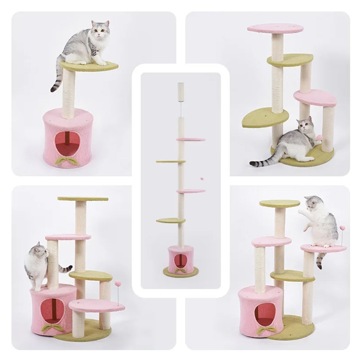 Arranhador de Gato com Casinha Torre 5 Modos Sisal Pet Felino Animal Estimaçao Macio Escalada Confor - 3