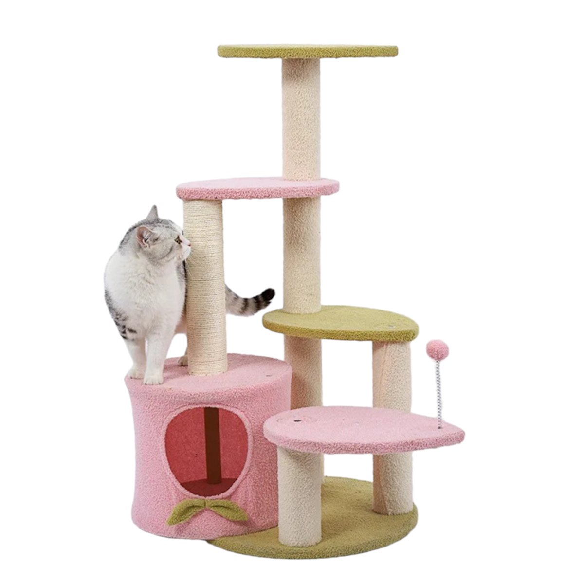 Arranhador de Gato com Casinha Torre 5 Modos Sisal Pet Felino Animal Estimaçao Macio Escalada Confor