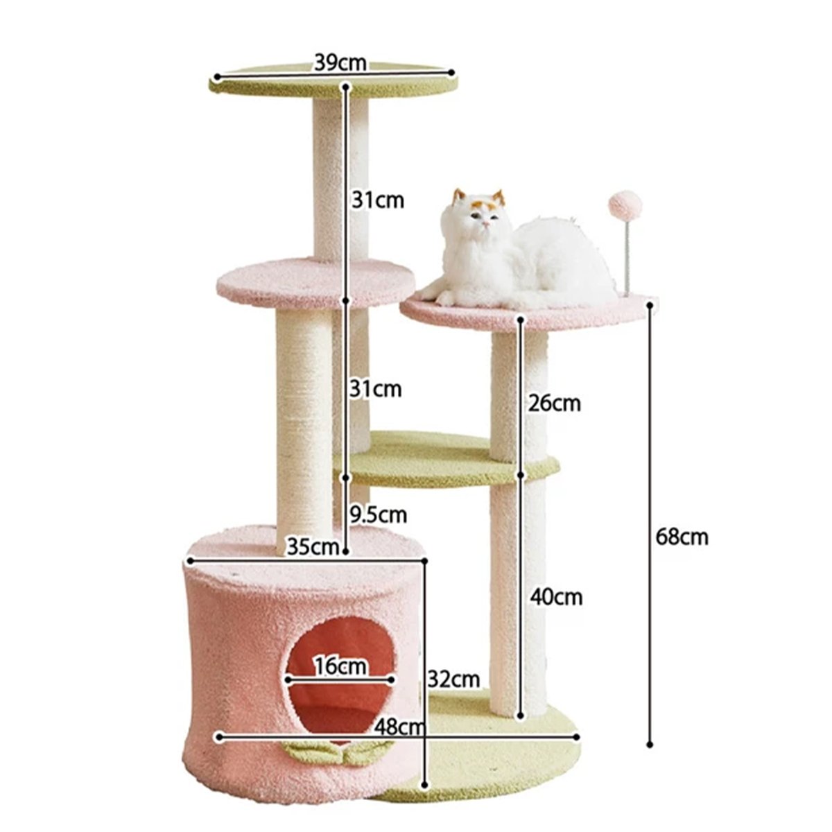 Arranhador de Gato com Casinha Torre 5 Modos Sisal Pet Felino Animal Estimaçao Macio Escalada Confor - 2