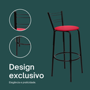 Ver imagem 4 de Kit 6 Banquetas para Balcão Bancada Cozinha Bistrô Ilhas Gourmet Bares Banco Flórida Preta