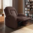 Ver imagem 1 de Poltrona do Papai Reclinável Massagem e Aquecimento Giratório Balanço 2 Porta Copos Gambon Pu Marrom