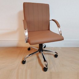 Cadeira de Escritório Giratória Work Presidente Caramelo Cromada 100% Nacional - 1