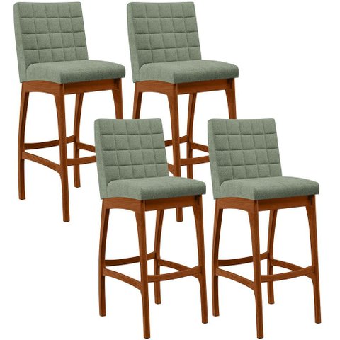 Kit 04 Banquetas Alta Para Cozinha Sala De Jantar Fixa Mila B04 Bouclê Oliva - Lyam Decor