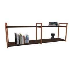 Nicho Industrial 2 Prateleiras Grécia Ferro Cobre Tampo Amêndoa 100cm - 2
