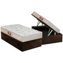 Ver imagem 1 de Cama Box Baú Solteiro: Colchão Espuma Castor D33 Sleep Max Relax + Base CRC Suede Brown(88x188)