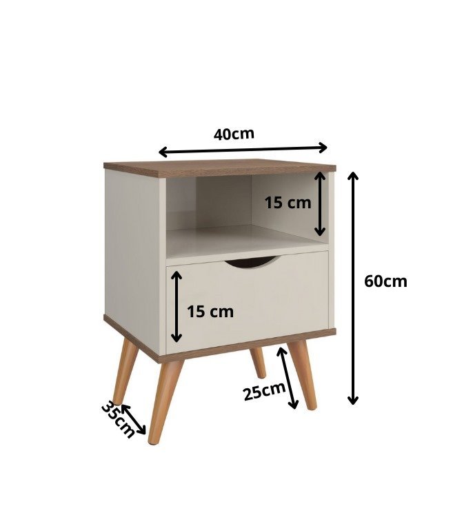 Conjunto Mesa de Cabeceira 1 Gaveta Lisboa Off Canela com 2 Unidades - 7