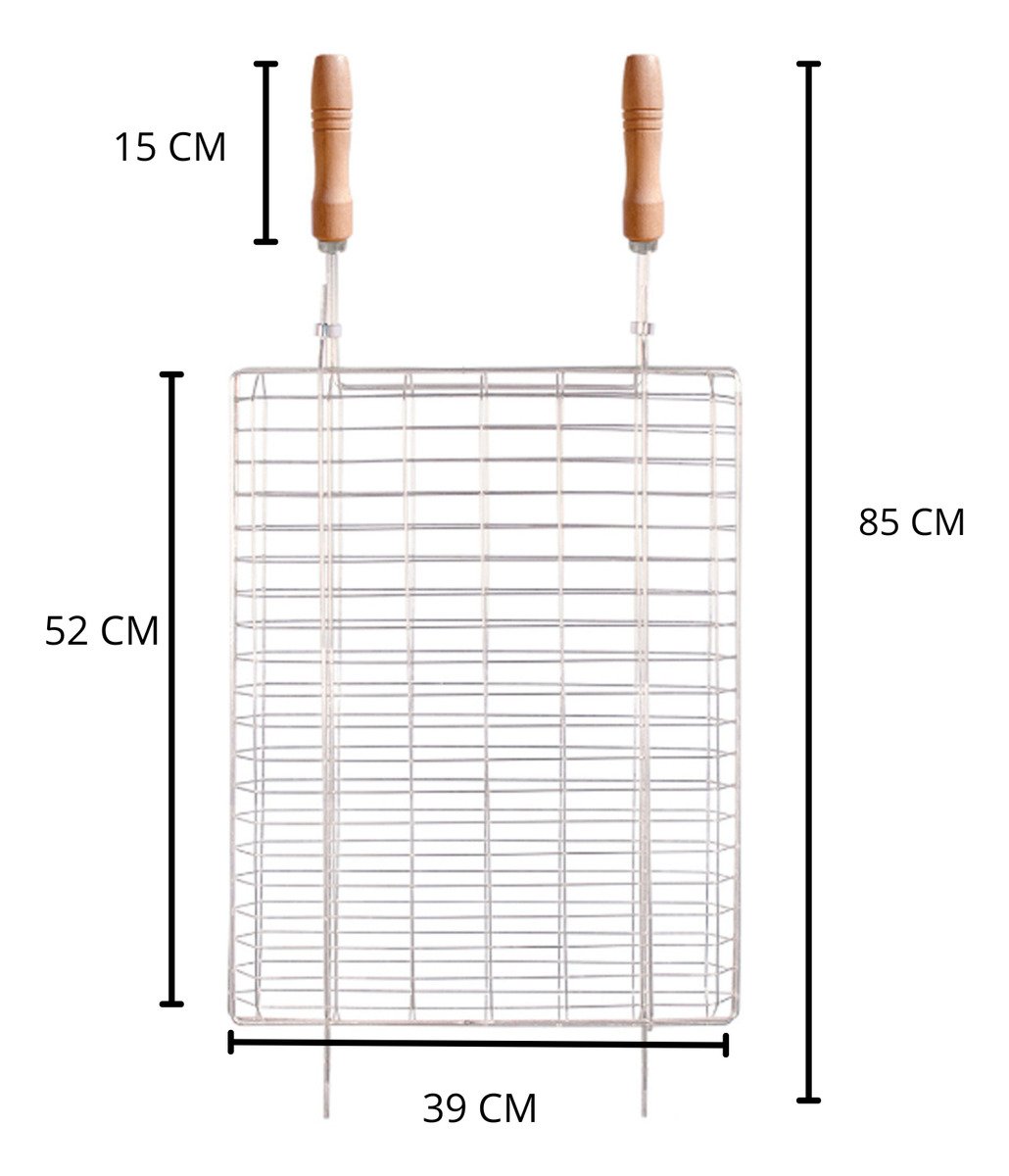 Grelha Dupla Churrasco Peixe Costelão 2 Cabos e Trava Aço - 3