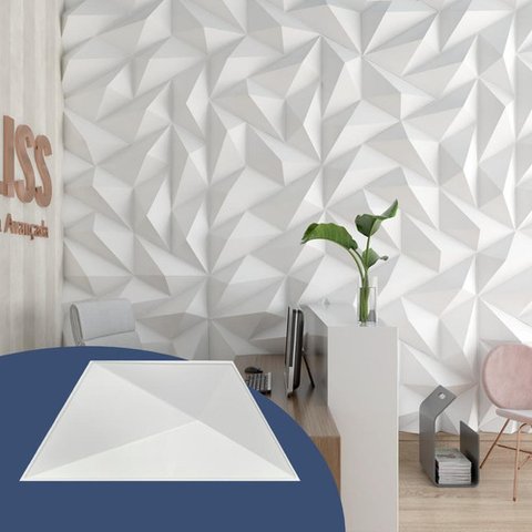 Placa 3d Trapézio Revestimento Parede 1 Unid Pvc Painel 50x50cm