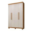Ver imagem 1 de Guarda Roupa Casal Milão 4 Portas de Bater 3 Gavetas MDP Cinamomo-Off White Benetil Móveis