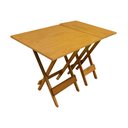 Ver imagem 1 de Mesa de Madeira Dobrável 70x70 com Mesa Aparador - Mel
