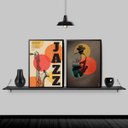 Ver imagem 2 de Kit 2 Quadros Decorativos Jazz 45x34cm:Madeira branca