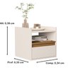 Mesa de Cabeceira Suspensa com Porta Basculante Miguel Cor Off White / Nature - Comprar Moveis em Ca - 2