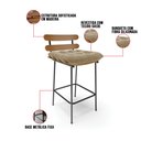 Ver imagem 7 de Kit 02 Banquetas Costela Suede Marrom Rato Base Metálica Preto - D’Rossi
