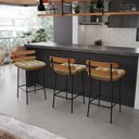 Ver imagem 2 de Kit 02 Banquetas Costela Suede Marrom Rato Base Metálica Preto - D’Rossi