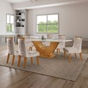 Ver imagem 1 de Conjunto Sala de Jantar Mesa com Tampo de Vidro Safira 6 Cadeiras Atena Marrom/Cinamomo/Bege