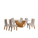 Ver imagem 2 de Conjunto Sala de Jantar Mesa com Tampo de Vidro Safira 6 Cadeiras Atena Marrom/Cinamomo/Bege