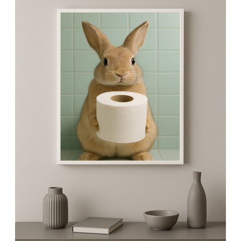 Quadro Banheiro Fotografia Coelhinho 24x18cm - com Vidro:moldura Branca