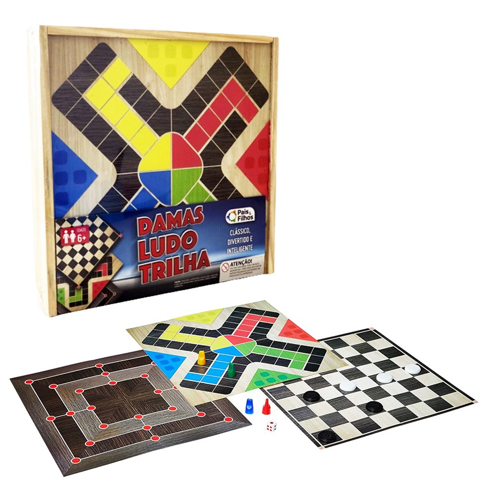 Jogo Ludo Tabuleiro De Mesa Pinos Em Madeira mdf Tradicional em