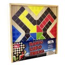 Ver imagem 4 de Caixa de Jogos em Madeira 3 em 1 Damas Ludo Trilha - Pais e Filhos 2212