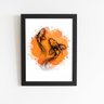 Carpa Peixe Arte Laranja Quadro Moldura Preta 60x40cm - 1