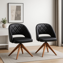 Ver imagem 2 de Kit com 2 Poltronas Prada com Base Giratória em Madeira Cor Castanho – Exclusiva Courino Durango Pre