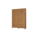 Ver imagem 2 de Roupeiro / Guarda Roupas Hou Triplex 4 Portas + 4 Gavetas Pés Elevados e Maleiro Amplo Cor Nature Pz