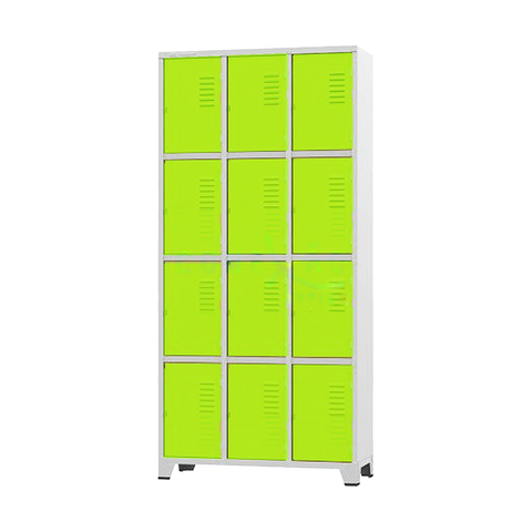 Armário Roupeiro de Aço para Vestiário 12 Portas Locker Verde com Chave
