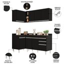 Ver imagem 3 de Armário de Cozinha Modulado de Canto Direito 4 Peças Cp38 Balcão com Tampo Preto - Lumil Lumil Móvei