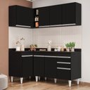 Ver imagem 2 de Armário de Cozinha Modulado de Canto Direito 4 Peças Cp38 Balcão com Tampo Preto - Lumil Lumil Móvei