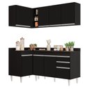 Ver imagem 1 de Armário de Cozinha Modulado de Canto Direito 4 Peças Cp38 Balcão com Tampo Preto - Lumil Lumil Móvei
