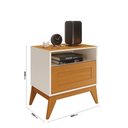 Ver imagem 2 de Mesa de Cabeceira Siena Tampo e Pés em Mdf com 1 Gaveta - Off White e Cedro