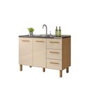 Ver imagem 2 de Armário de Cozinha com Balcão Fortaleza 2 Portas Amêndoa Off White