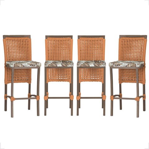 4 Banqueta em Alumínio Roma Marrom Corda Náutica Tecido 6