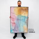 Ver imagem 2 de Quadro Decorativo Caixa Alta com Vidro Abstrato Mármore Lux Colors TaColado Moldura Preta 120 x 80cm