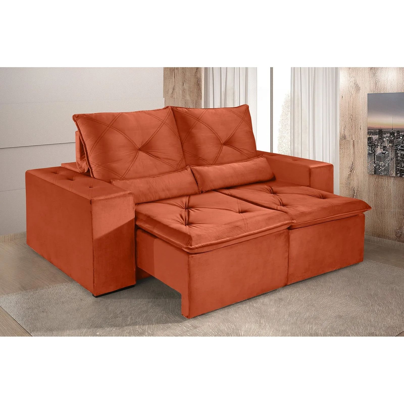 Sofá Retrátil e Reclinável 2,50m Mardin Estofados MobyCasa Moveis