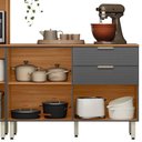 Ver imagem 3 de Balcão de Cozinha Ambiente Alba 120cm Amêndola Grafito Prime Tx com Tampo - Demóbile