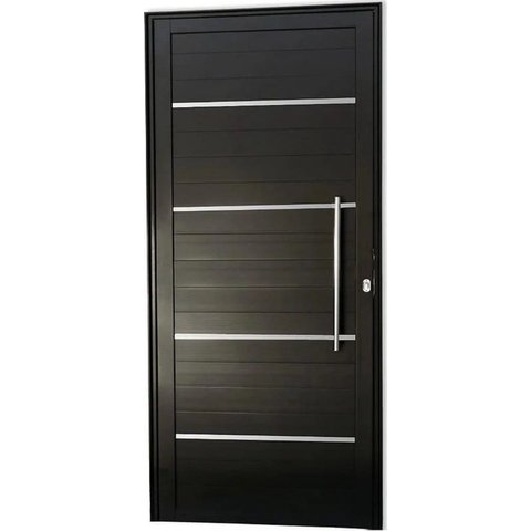 Porta de Aluminio Pivotante Lambril Frisos com Puxador Linha Premium:2,10 X 0,90/esquerda/preto