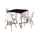 Ver imagem 2 de Mesa Industrial Jantar Quadrada Preta 90x90cm Base Cobre V com 4 Cadeiras Eames Eiffel Brancas Madei