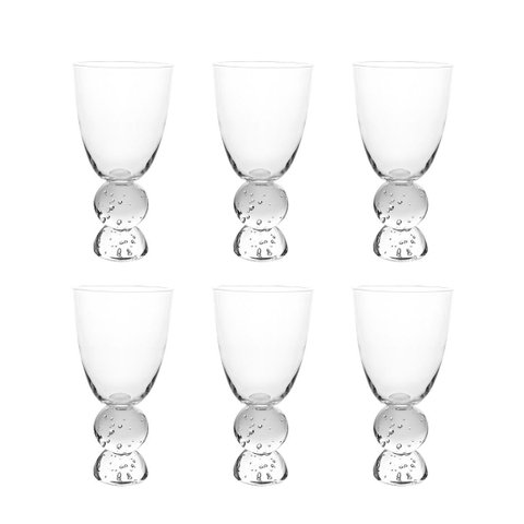 Conjunto 6 Copos de Vidro com Base Esferas Transparente 370ml 18cm Jl1011 Btc